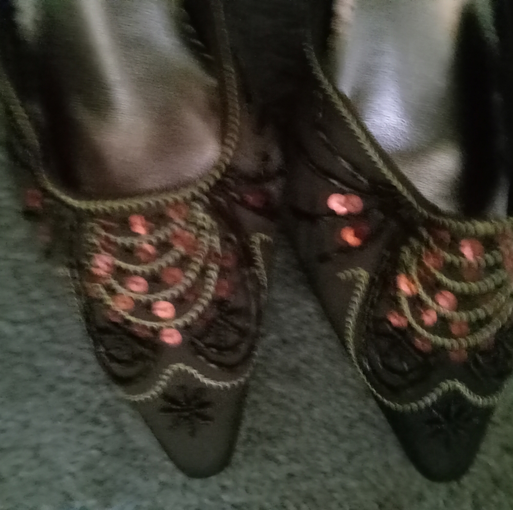 Silk and sequin slip-on